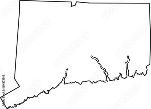 Outline map of the state of Connecticut in the USA