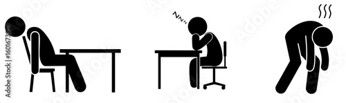 Exhausted Office Workers Experiencing Burnout and Fatigue — Tired Employees in Passive Poses Symbolizing Stress and Mental Exhaustion in Workplace

