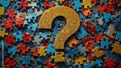 Plakat Puzzle pieces arranged as a question mark