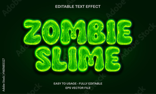 Zombie slime text, editable text effect with vibrant green gooey cartoon horror style