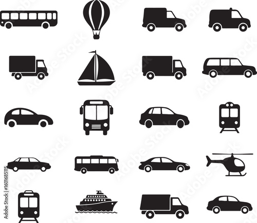 Vehicle And Transport Silhouette Icon Collection