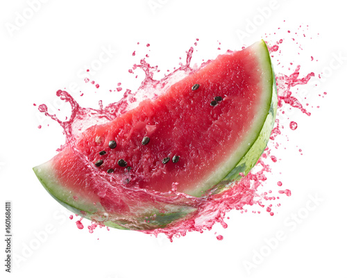 Slice of ripe watermelon isolated on a clean white background