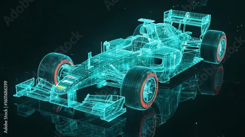 F1 Ghost Racer: Glowing Holographic Car Zooming on Endless Track