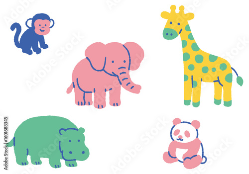 Animals popular with children set_Color