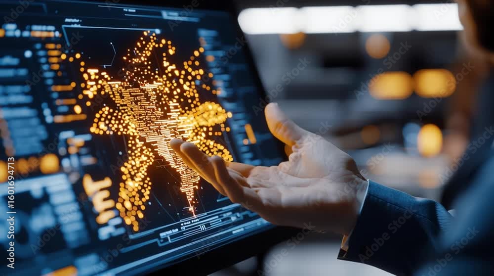 User interacting with advanced data visualization. data visualization ...