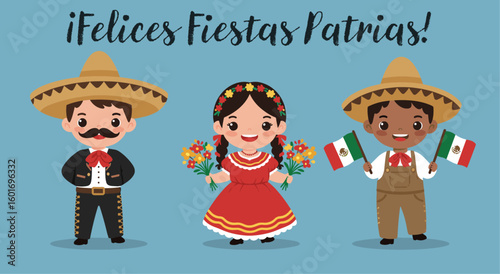 Children Celebrating Mexican Fiestas Patrias