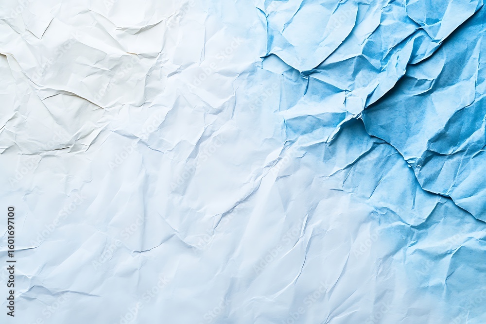Obraz premium Abstract crumpled paper texture background in white and blue colors for graphic design