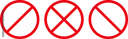 Free Download three red circular symbols, all commonly associated with prohibition or restriction signs. Each circle has diagonal lines inside. - GFXLoad