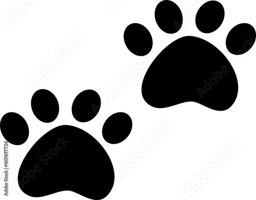 two black paw prints on a white background.