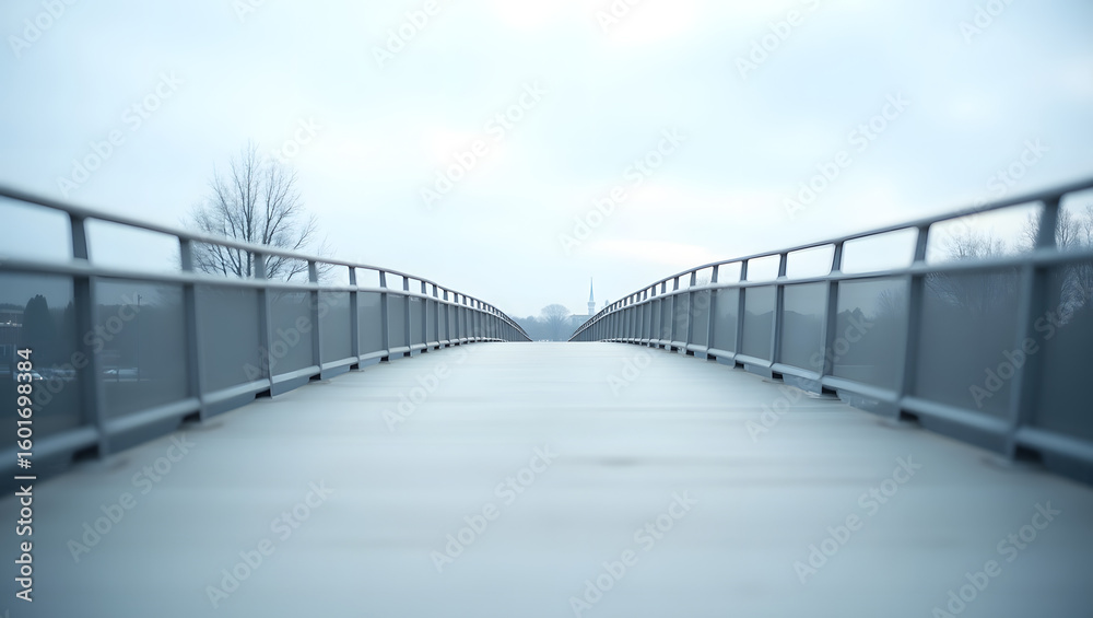 Obraz premium Empty pedestrian bridge with clean symmetrical lines