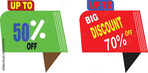 Up to 70 percent off big discount label vector in red and green style for sale banner and ad ui use