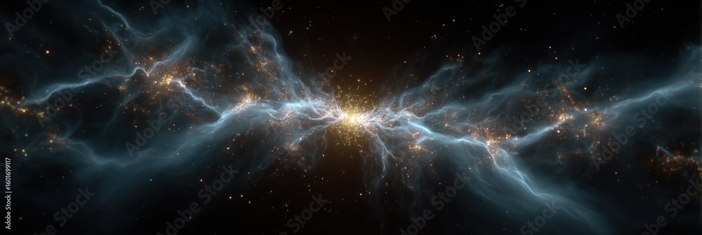 Fototapeta premium Galactic magnetic field lines intertwining in cosmic space