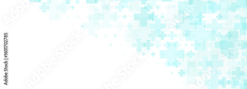 Healthcare abstract cross background. Light blue medical wallpaper. Clean geometric backdrop template for clinic banner, innovation concept, science leaflet, medicine business poster. Vector