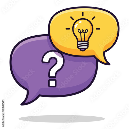 Creative problem solving concept with lightbulb and question mark icon illustration