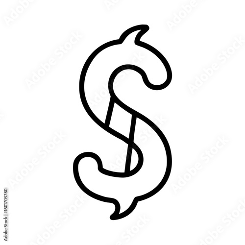 The bold outline of a dollar sign, symbolizing the world of finance, business and monetary value. An emblem of capital and commerce, signifying wealth.