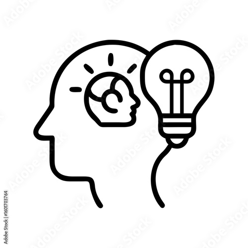 A symbolic depiction of the mind's creative process. A simple graphic representing the genesis of ideas.