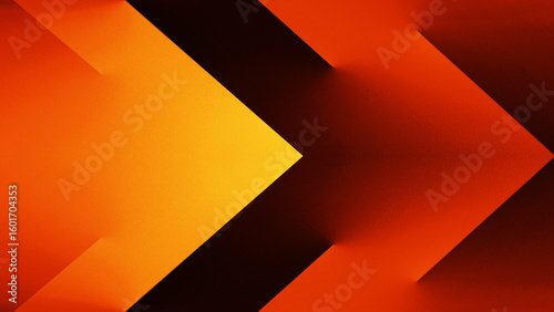 Arrow, direction. Black dark red orange gold yellow abstract background. Geometric shape. Line stripe angle 3d. Color gradient. Modern futuristic technology tech.Light neon bright glow metallic.Design