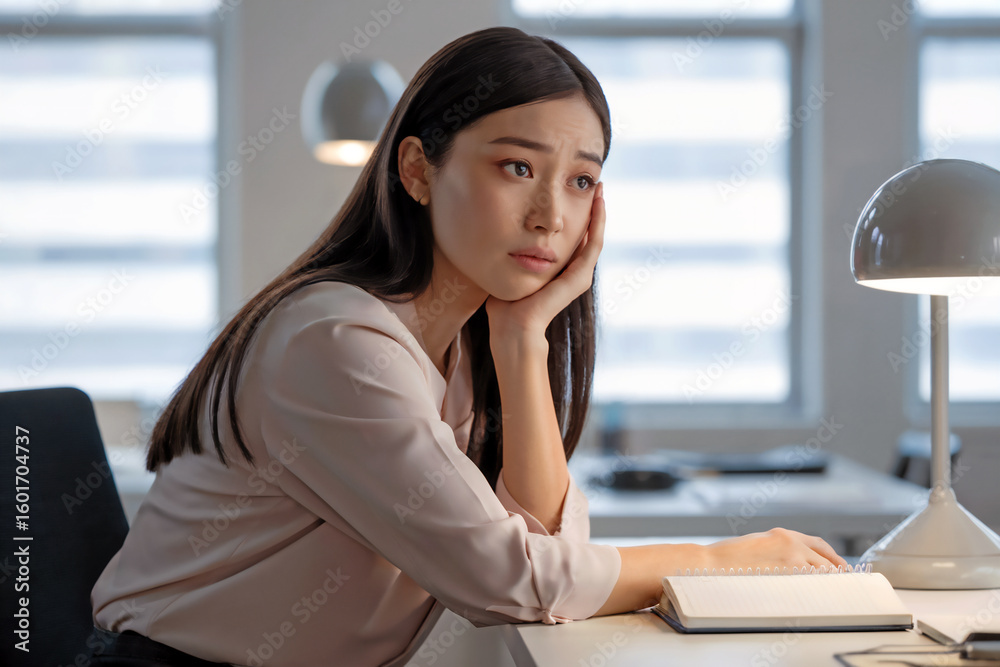 Obraz premium 考える・悩む・ストレス・困る女性 Generative AI