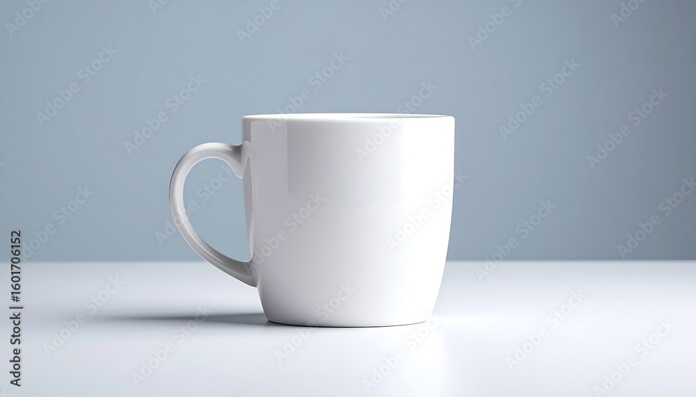 Fototapeta premium Simple white mug on a light gray surface