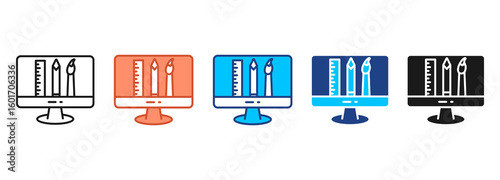 Computer Icon Set Multiple Style Collection