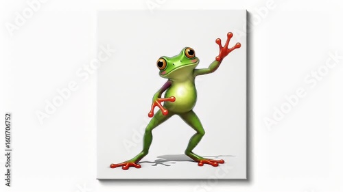 Solo Frog Dance Pose in Studio with Top Hat and Bow Tie
