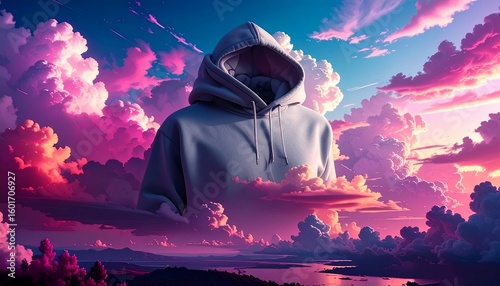 Grey Hoodie Clouds Landscape