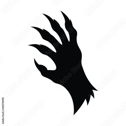Clawed hand reaching from dark shadows vector illustration.