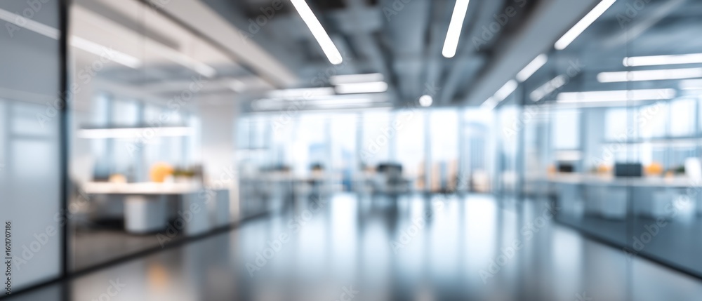 Fototapeta premium Blurred Modern Office Space: Abstract Interior Design