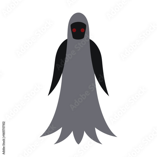 Headless ghost in long cloak floating slowly vector illustration.