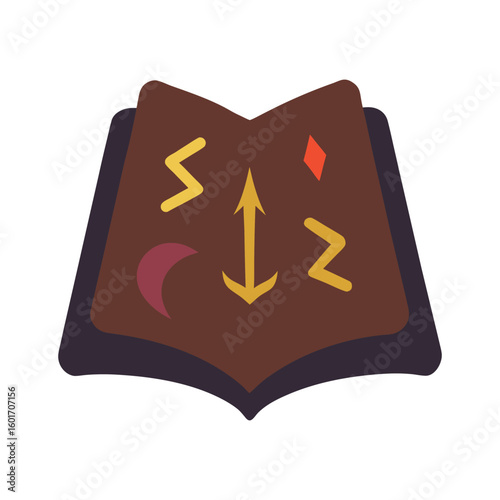 Spellbook glowing with magical runes vector illustration.