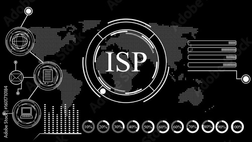 ISP or Internet Service Provider text and flag of Peru on the computer 4k video map background .