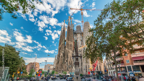 Photography Sagrada Familia, a large Roman Catholic church in Barcelona, Spain timelapse hyp