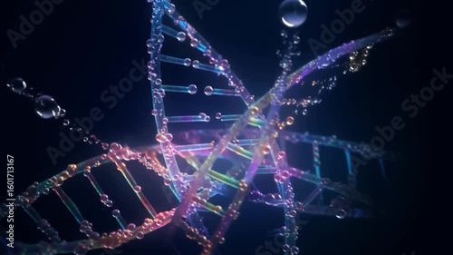 DNA:  Genetic Code,  Biotech Animation,  4K UHD,  Slow Motion,  Rainbow Hues