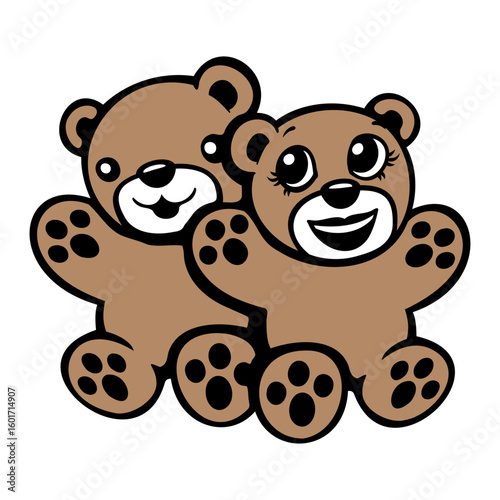 2 Bear Friends Team Love Couple Romantic Valentine's Day