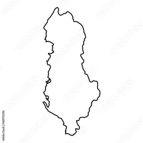 Vector Illustration of Outline Map of Albania in black with white background.