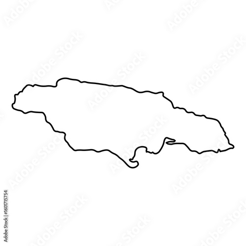 Vector Illustration of Outline Map of Jamaica in black with white background.