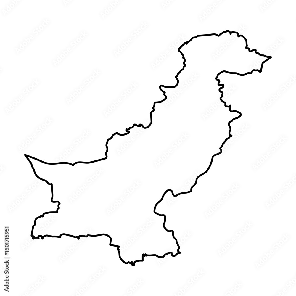 Fototapeta premium Vector Illustration of Outline Map of Pakistan in black with white background.