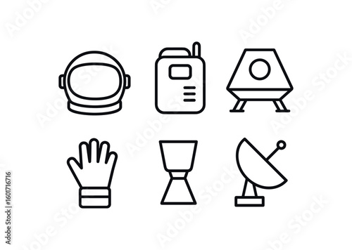 straight perfect stroke icon mono icons style isolated astronaut helmet visor astronaut life support pack astronaut spacecraft module astronaut glove pressurizer astronaut thster nozzle