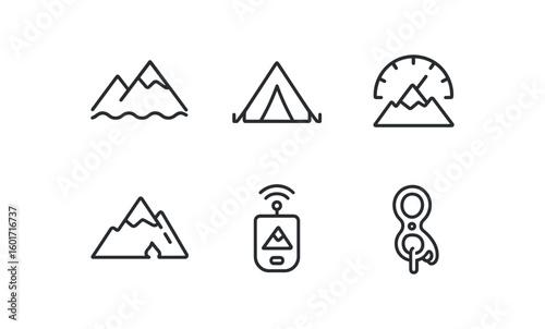 straight perfect stroke icon mono icons style isolated rid sketch base camp tent eltion gau sill shelf avalanche sensor belay device