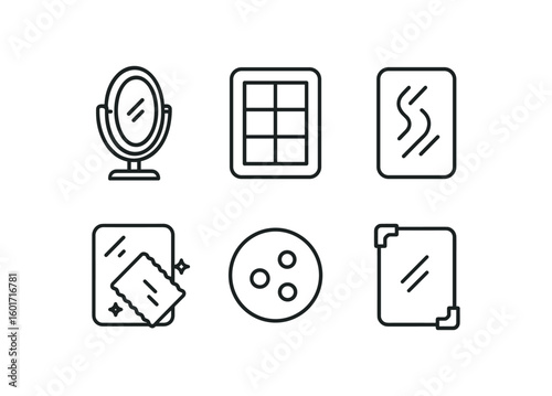 straight perfect stroke icon mono icons style isolated mirror tilting hin mirror calibration mirror distortion checker mirror cleaning cloth mirror backing adhesive mirror corner protector