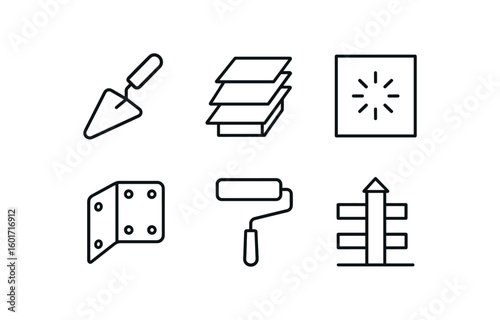 straight perfect stroke icon mono icons style isolated plaster trowel cladding panel soundproof board mounting bracket paint roller fence post