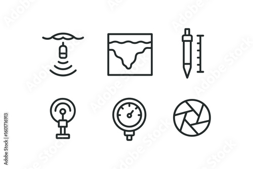 straight perfect stroke icon mono icons style isolated depth acoustic sonar depth ocean trench map depth borehole probe depth sonar pinr depth pressure sensor depth aperture lens