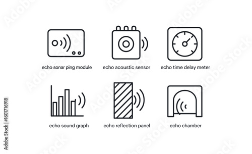 straight perfect stroke icon mono icons style isolated echo sonar ping module echo acoustic sensor echo time delay meter echo sound graph echo reflection panel echo echo chamber