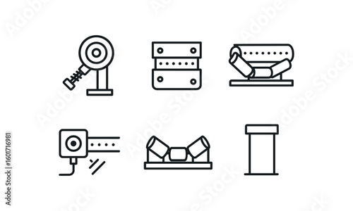 straight perfect stroke icon mono icons style isolated conveyor belt tensioner pulley conveyor belt splice kit conveyor belt impact roller conveyor belt photo sensor conveyor belt idler