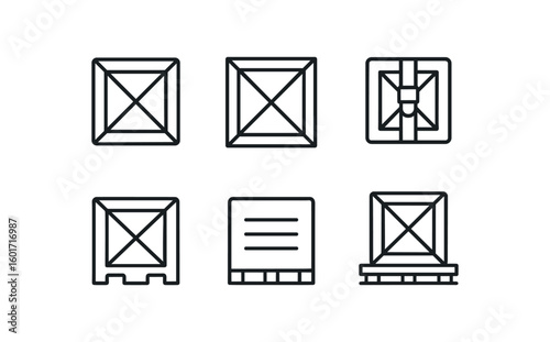 straight perfect stroke icon mono icons style isolated cargo crate wooden bo cargo crate fe cargo crate tie strap cargo crate forklift pocket cargo crate ventilation slot cargo crate pallet