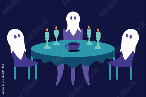 Haunted mirror with ghostly reflection and eerie glow vector illustration
