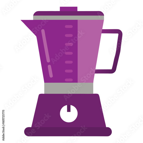 Purple kitchen blender appliance food preparation tool with measurements and a knob for blending smoothies