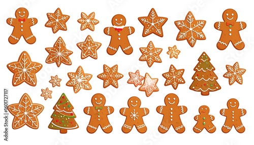 Festive gingerbread cookies and stars