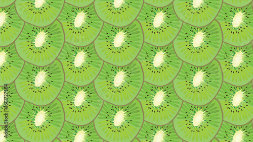 Fresh Kiwi Slices Seamless Pattern Background