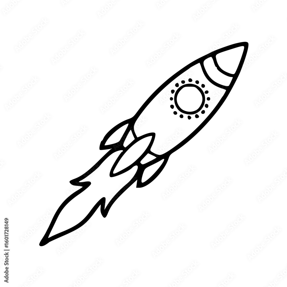 Fototapeta premium rocket launch outline vector clipart